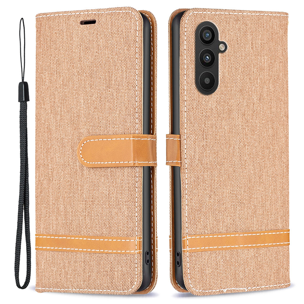 Til Samsung Galaxy A24 4G splejsning PU læder telefoncover Jeans Stof telefonetui med stativ tegnebog Til Samsung Galaxy A24 4G splejsning PU læder telefoncover Jeans Stof telefonetui med stativ tegnebog